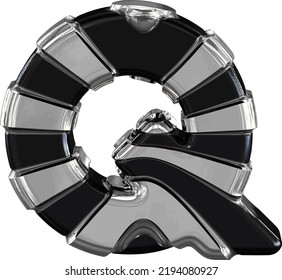 Black symbol with silver straps. letter q