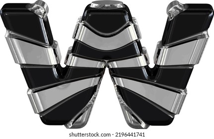 Black symbol with silver straps. letter w