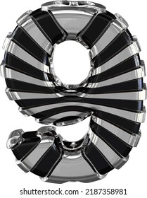 Black symbol with silver straps. number 9