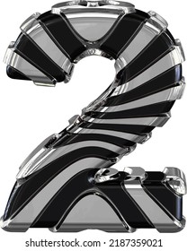 Black symbol with silver straps. number 2