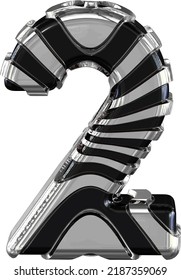 Black symbol with silver straps. number 2