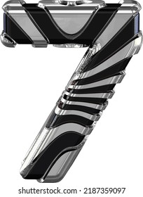 Black symbol with silver straps. number 7