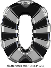Black symbol with silver straps. number 0