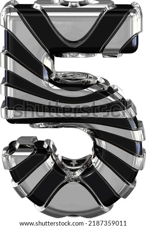 Black symbol with silver straps. number 5