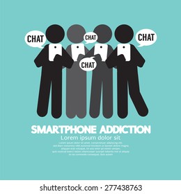 Black Symbol Smartphone Addiction Vector Illustration