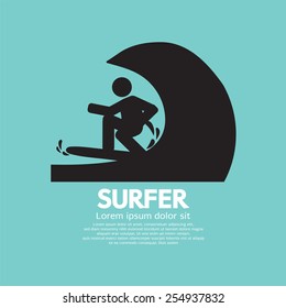 Black Symbol Surfer Vector Illustration
