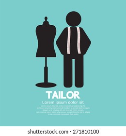 Black Symbol Tailor With Mannequin Vector Illustration