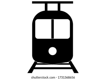 Black symbol of a train on some tracks.