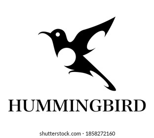Símbolo negro Ilustración vectorial sobre un fondo blanco de colibrí volador. Adecuado para hacer logotipos