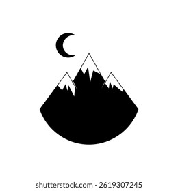 vetor de símbolo preto, noite de montanha