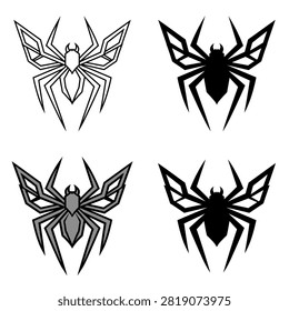 Black symmetrical arachnid graphics for tattoo or logo.
