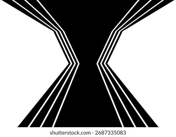 Black Symmetrical Vector Pattern of Broken Retro Lines.on a White Background. Sports Background. Design Element.for Covers, Advertising, Packaging. Place for Pennant, Shield, Label.