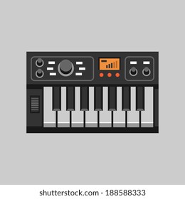 black synthesizer flat icon, vector illustration