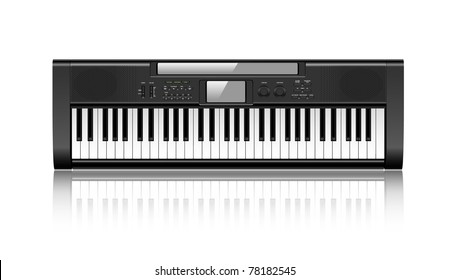 Black synthesizer isolated on white background eps10