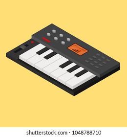 black synthesizer vector isometric design