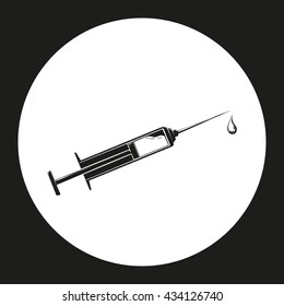 Black syringe with drop in white circle vector illustration eps image logo emblem sign jpg element