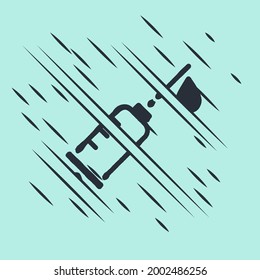 Black Syringe icon isolated on green background. Syringe for vaccine, vaccination, injection, flu shot. Medical equipment. Glitch style. Vector