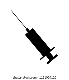 Black syringe icon silhouette  vector isolated for medical apps 