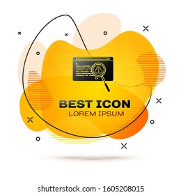 Black System bug concept icon isolated on white background. Code bug concept. Bug in the system. Bug searching. Abstract banner with liquid shapes. Vector Illustration