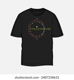 Black t shirt with chest print design vector illustration ready to print