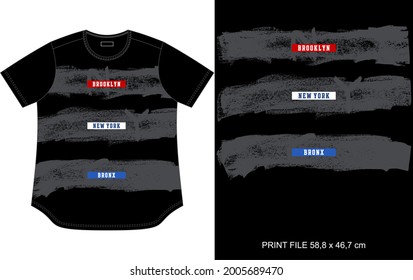 black t shirt design with line grunge texture print, brooklyn, newyork, t shirt apparel clothing.