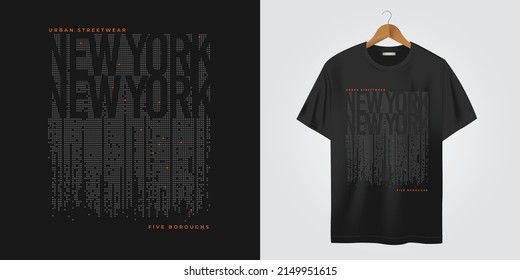 black t shirt design, new york, 