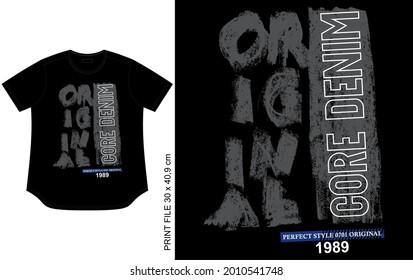 black t shirt design, with original words brush texture, clothing apparel for garment.
