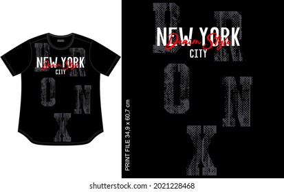 Black t shirt design, typography words, bronx, new york city words print, for clothing apparel style