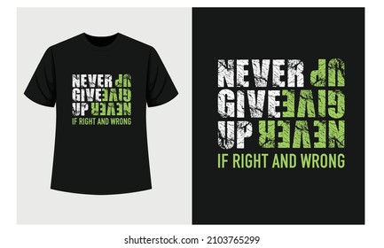 black t shirt Never give up