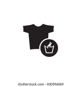 Black T shirt recycle hand washing vector icon on white background