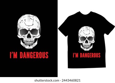 a black t - shirt with a skull on it is displayed.