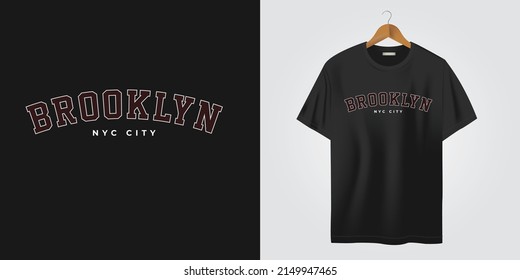 plantilla de camiseta negra, Brooklyn, ciudad de Nueva York