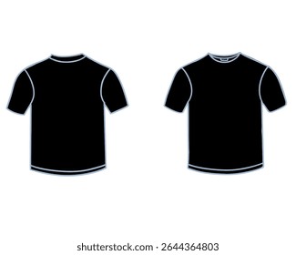 black t shirt vector front and back view