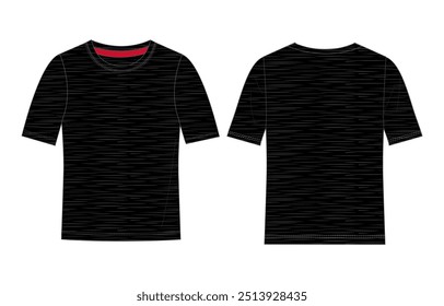 Black T shirt vector illustration template front and back views