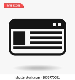 Black tab icon vetor for ui and browser. Web page.
