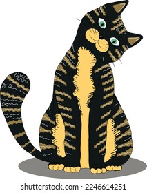 A black tabby cat. Vector file for creating designs.