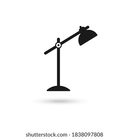 Icono de lámpara de mesa negra, estilo de diseño plano. Ilustración vectorial moderna de la lámpara de escritorio