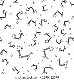 Black Table lamp icon isolated seamless pattern on white background. Table office lamp. Vector Illustration
