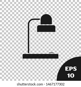 Black Table lamp icon isolated on transparent background. Table office lamp.  Vector Illustration