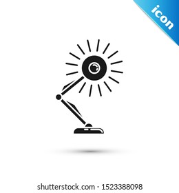 Black Table lamp icon isolated on white background. Table office lamp.  Vector Illustration