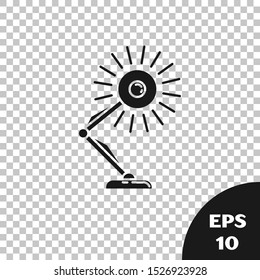 Black Table lamp icon isolated on transparent background. Table office lamp.  Vector Illustration