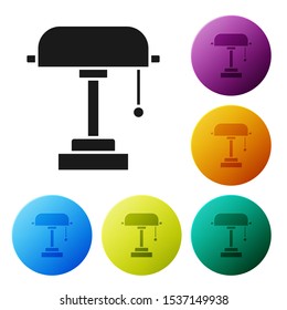 Black Table lamp icon isolated on white background. Set icons colorful circle buttons. Vector Illustration