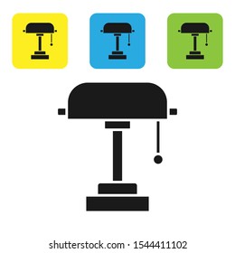 Black Table lamp icon isolated on white background. Set icons colorful square buttons. Vector Illustration