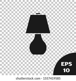 Black Table lamp icon isolated on transparent background.  Vector Illustration