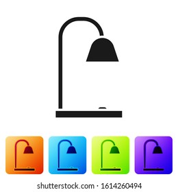 Black Table lamp icon isolated on white background. Set icons in color square buttons. Vector Illustration