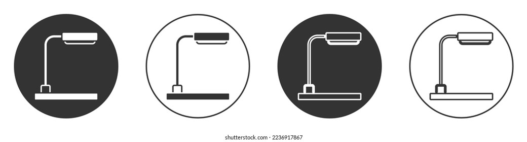 Black Table lamp icon isolated on white background. Circle button. Vector