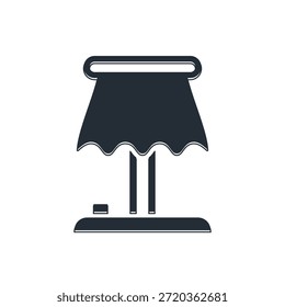Icono negro de la lámpara de mesa aislado en el fondo blanco.  Vector
