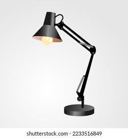 Lámpara de mesa negra aislada sobre fondo blanco. - Vector.