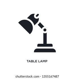 black table lamp isolated vector icon. simple element illustration from furniture and household concept vector icons. table lamp editable black logo symbol design on white background. can be use for