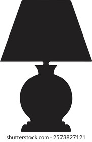 Black table lamp silhouette vector